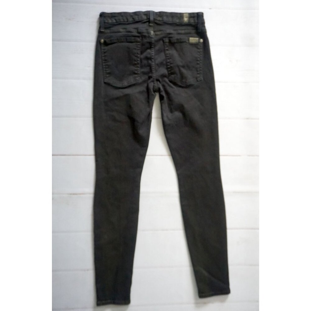7 for All Mankind Womens Black/Hint of Gold Skinny Jeans – Size 28 - Picture 9 of 10